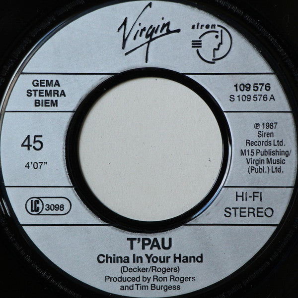 T'Pau : China In Your Hand (7", Single)