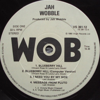 Jah Wobble : V.I.E.P. Featuring Blueberry Hill (12", EP)