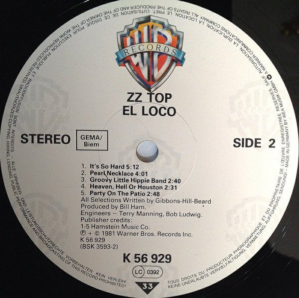 ZZ Top : El Loco (LP, Album, RE)