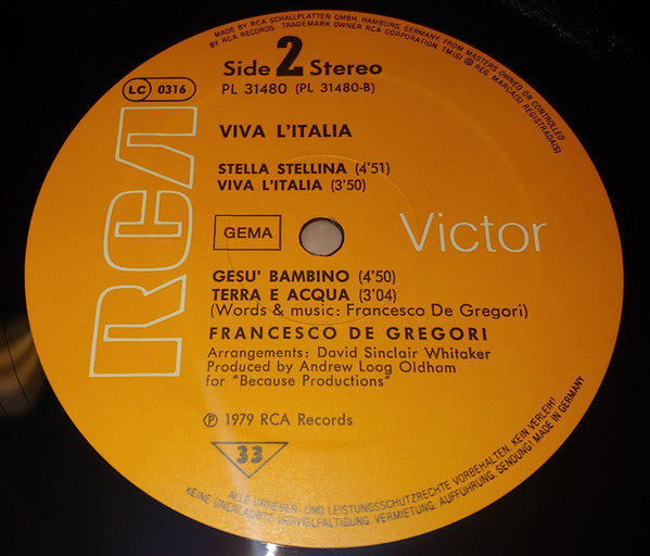 Francesco De Gregori : Viva L'Italia (LP, Album)