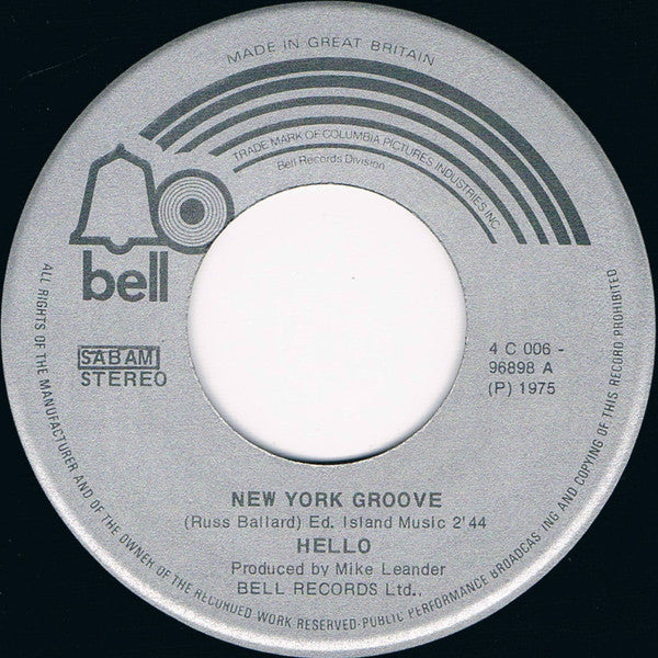 Hello : New York Groove (7", Single)
