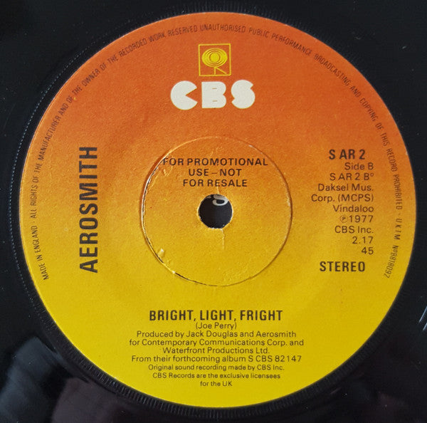 Aerosmith : Draw The Line  (7", Single, Promo)