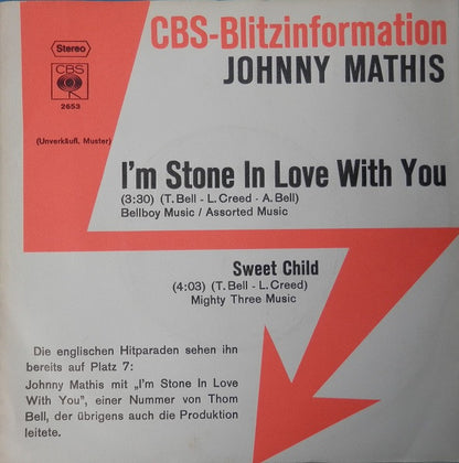 Johnny Mathis : I'm Stone In Love With You / Sweet Child (7", Promo)