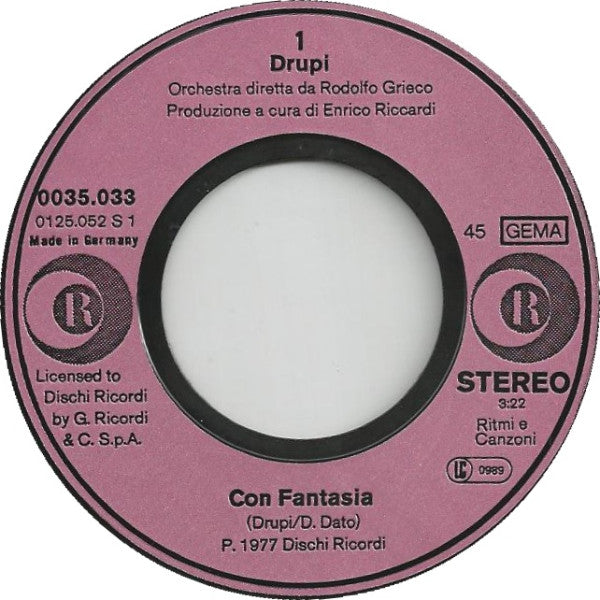 Drupi (2) : Con Fantasia  (7", Single)