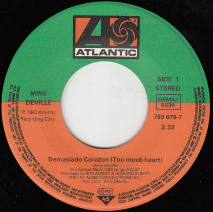 Mink DeVille : Demasiado Corazon (7", Single)