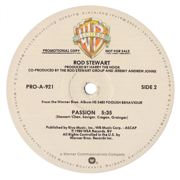 Rod Stewart : Passion (12", Promo)