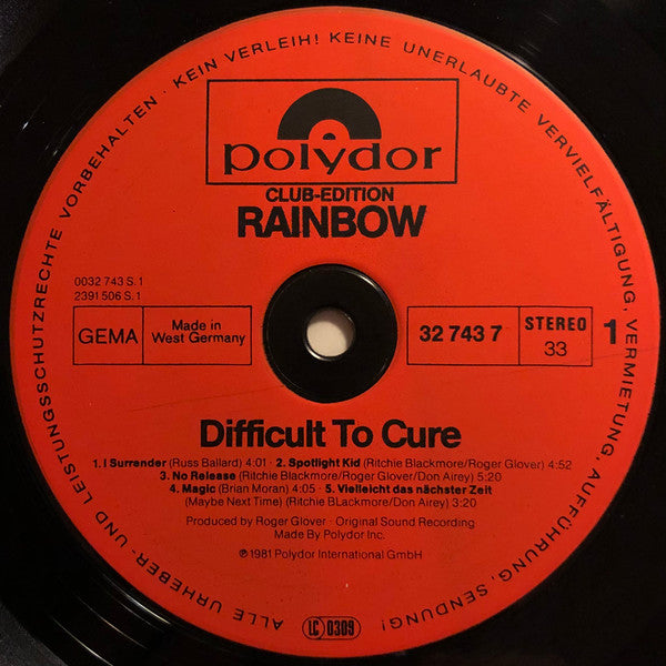 Rainbow : Difficult To Cure (LP, Album, Club)