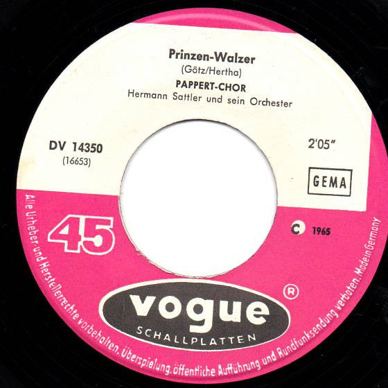 Pappert-Chor*, Hermann Sattler Und Sein Orchester* : Queen Elizabeth / Prinzen-Walzer (7", Single)