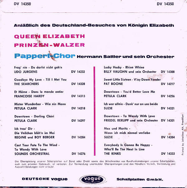 Pappert-Chor*, Hermann Sattler Und Sein Orchester* : Queen Elizabeth / Prinzen-Walzer (7", Single)