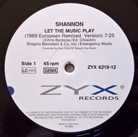 Shannon : Let The Music Play (1989 European Remixed Version) (12", Maxi)