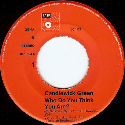 Candlewick Green : Who Do You Think You Are? (7", Single)
