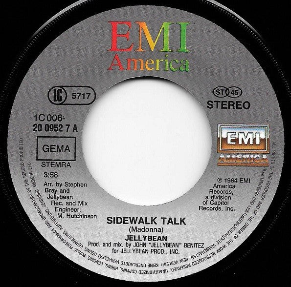 Jellybean* : Sidewalk Talk (7", Single)