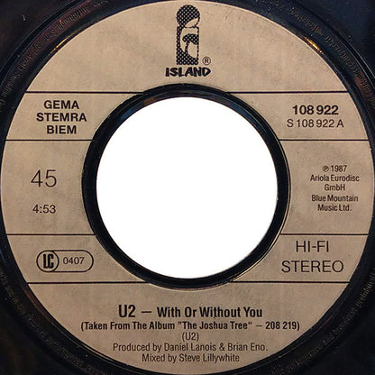 U2 : With Or Without You (7", Single)
