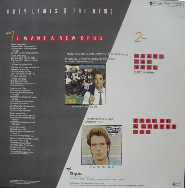 Huey Lewis And The News* : I Want A New Drug (12", Maxi)