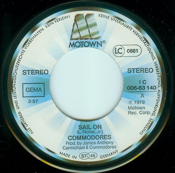 Commodores : Sail On (7", Single)