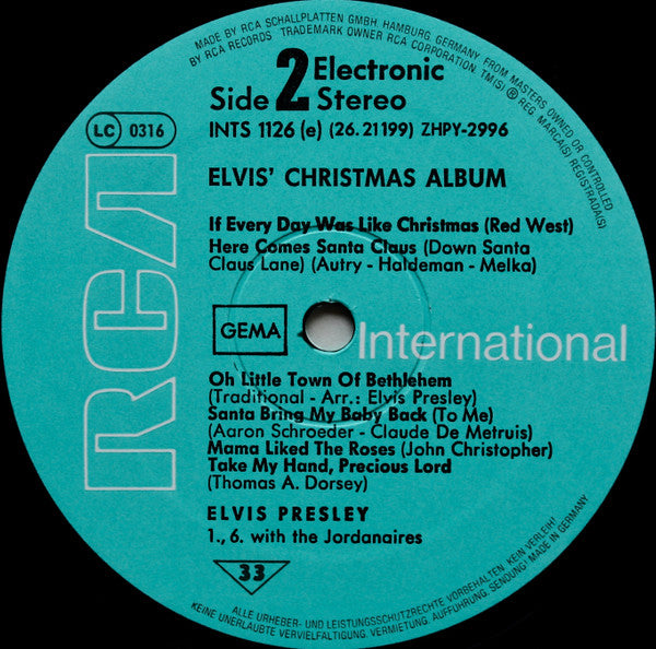 Elvis Presley : Elvis' Christmas Album (LP, Album, RE, Ele)