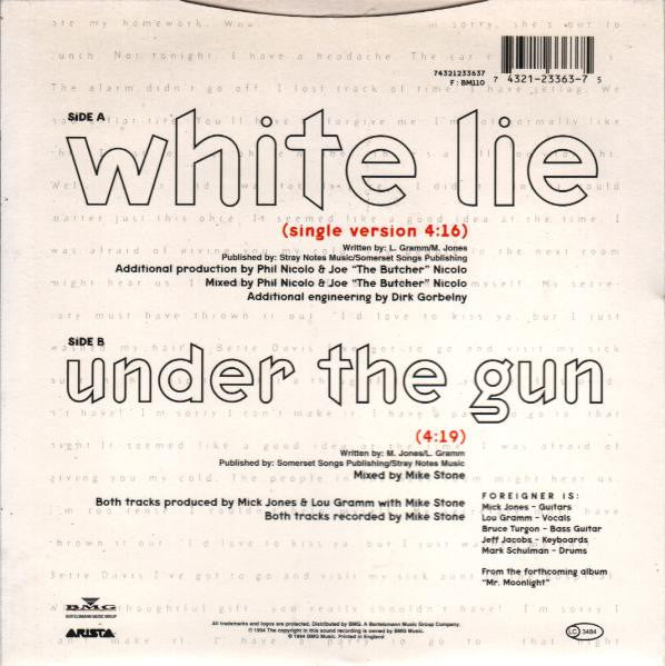Foreigner : White Lie (7", Single, Whi)