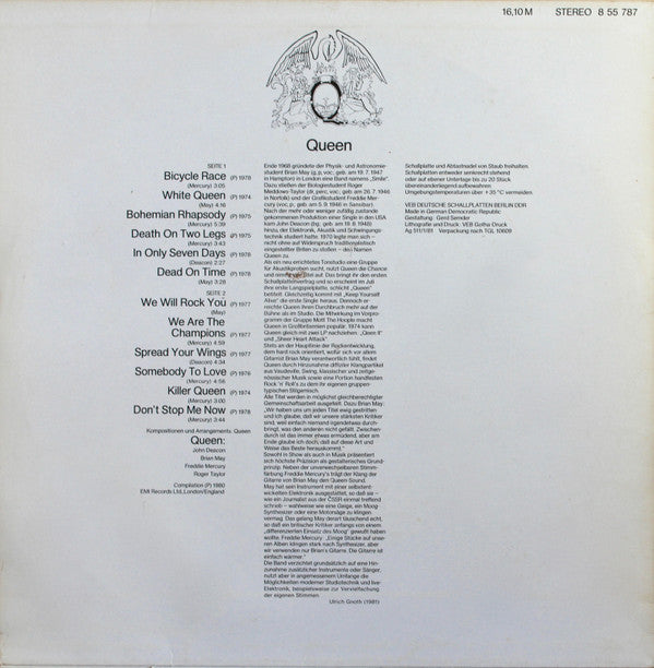 Queen : Queen (LP, Comp, Cre)