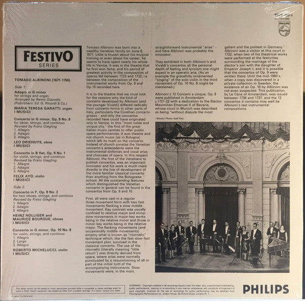 Tomaso Albinoni : Albinoni Adagio (LP, Album, RE)
