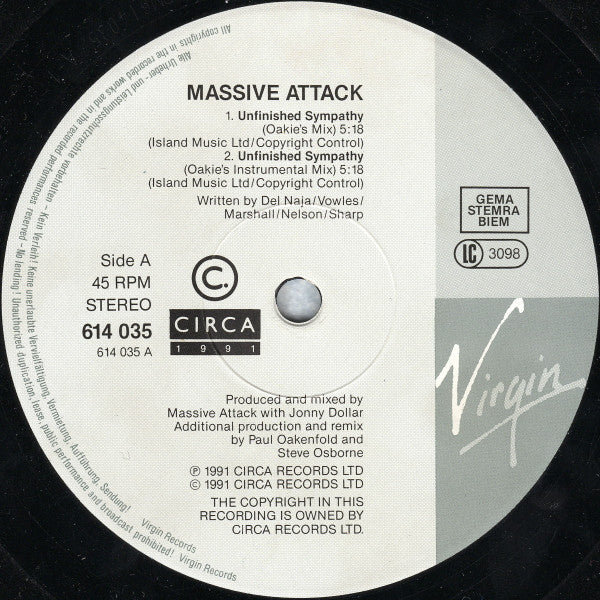 Massive* : Unfinished Sympathy (12", Single)