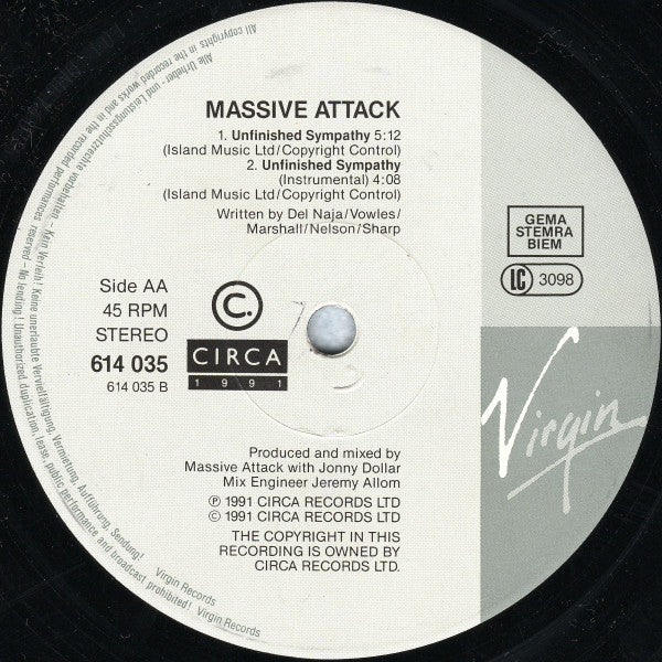 Massive* : Unfinished Sympathy (12", Single)