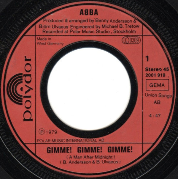 ABBA : Gimme! Gimme! Gimme! (A Man After Midnight) (7", Single)