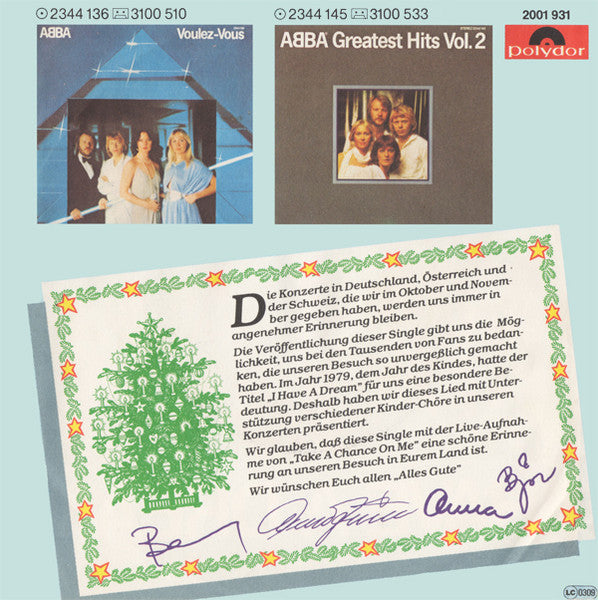 ABBA : I Have A Dream (7", Single, S/Edition, Pap)