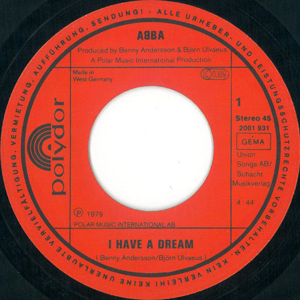 ABBA : I Have A Dream (7", Single, S/Edition, Pap)