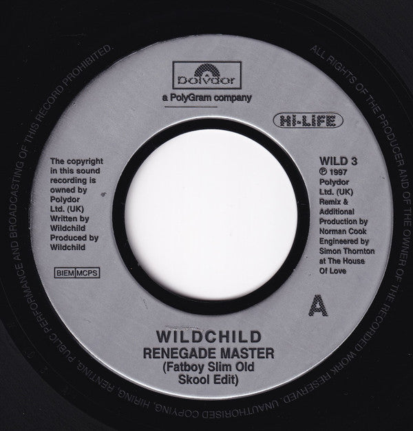 Wildchild : Renegade Master (Fatboy Slim Old Skool Edit) (7", Single, Jukebox)