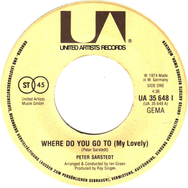 Peter Sarstedt : Where Do You Go To (My Lovely) / I Am A Cathedral (7", Single, RE)