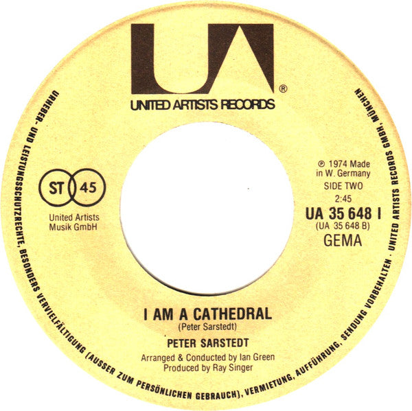 Peter Sarstedt : Where Do You Go To (My Lovely) / I Am A Cathedral (7", Single, RE)
