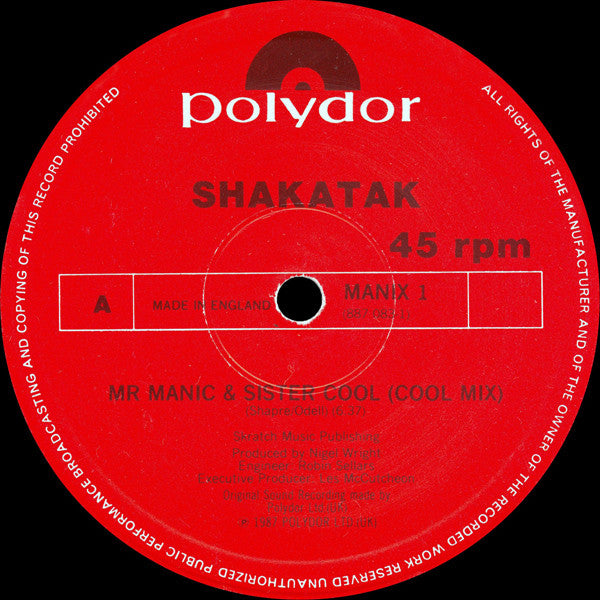 Shakatak : Mr. Manic & Sister Cool (Cool Mix) (12")