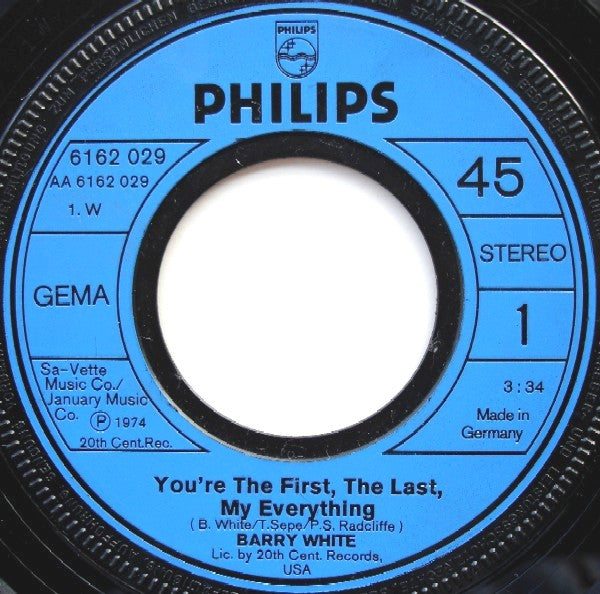 Barry White : You're The First, The Last, My Everything (7", Single)