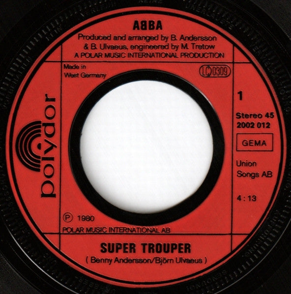 ABBA : Super Trouper / The Piper (7", Single)