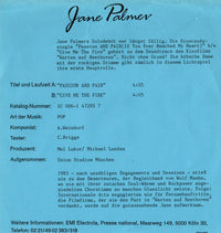 Jane Palmer : Passion & Pain  (7", Single)
