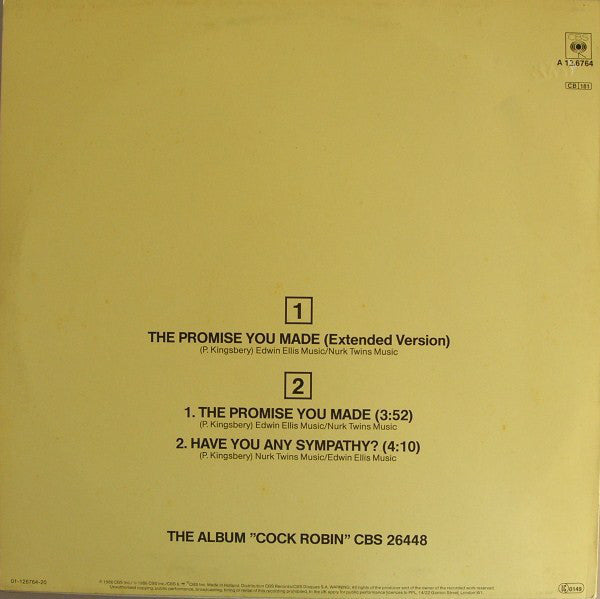 Cock Robin : The Promise You Made (Extended Version) (12", Maxi)