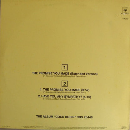 Cock Robin : The Promise You Made (Extended Version) (12", Maxi)