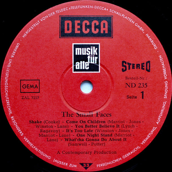 Small Faces : Small Faces (LP, Album, RE)