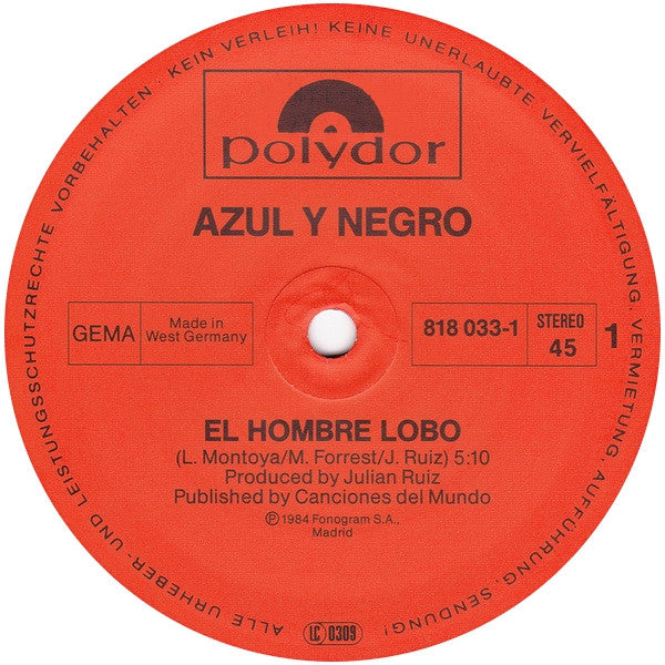 Azul Y Negro : El Hombre Lobo (12", Maxi)