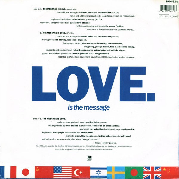 Arthur Baker And The Backbeat Disciples : The Message Is Love (12")