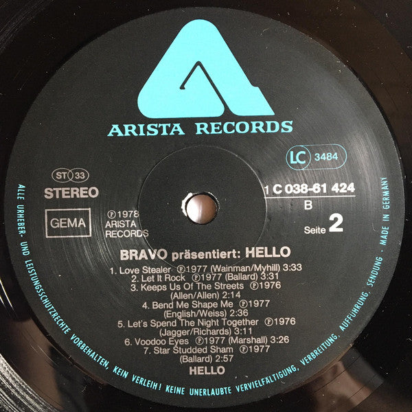 Hello : Bravo Präsentiert: Hello (LP, Comp)