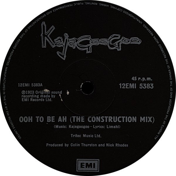 Kajagoogoo : Ooh To Be Ah (The Construction Mix) (12", Single)