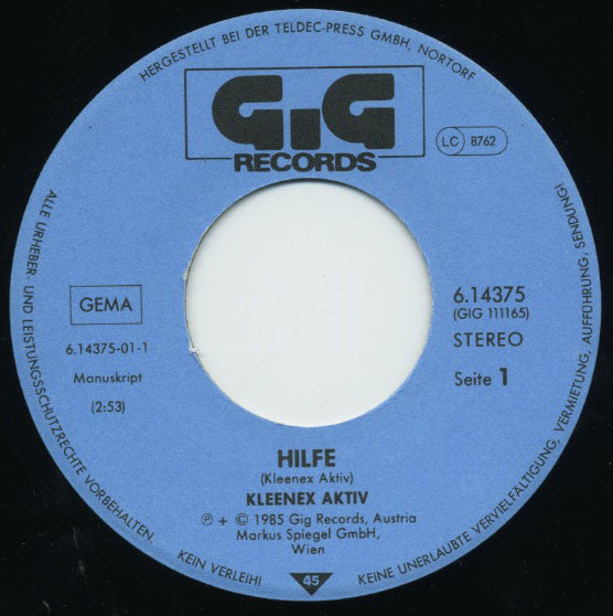 Kleenex Aktiv : Hilfe (7", Single, Promo)