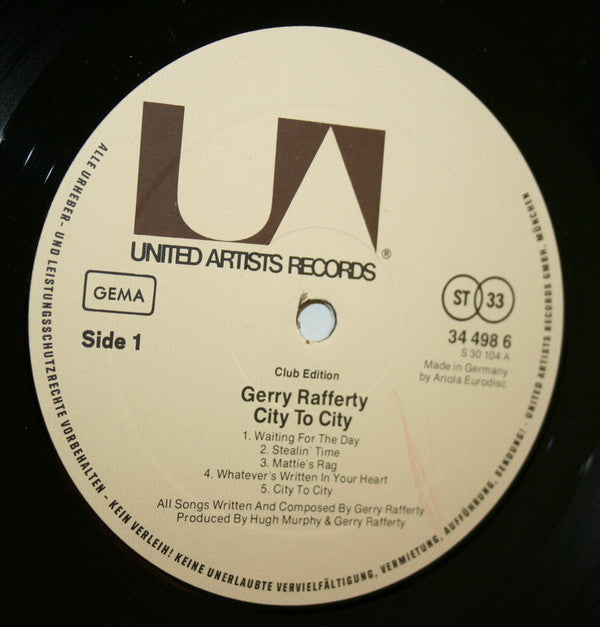 Gerry Rafferty : City To City (LP, Album, Club)