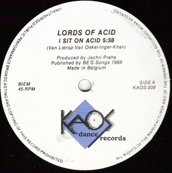Lords Of Acid : I Sit On Acid (12", Unc)
