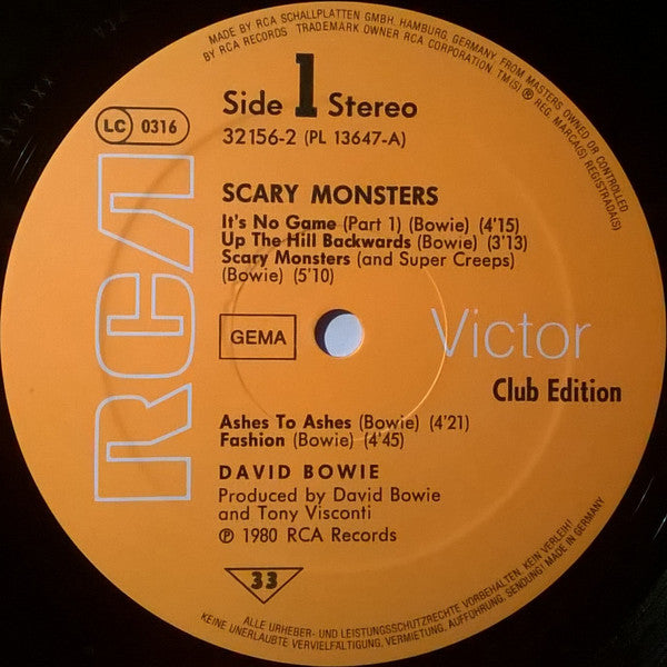 David Bowie : Scary Monsters (LP, Album, Club)