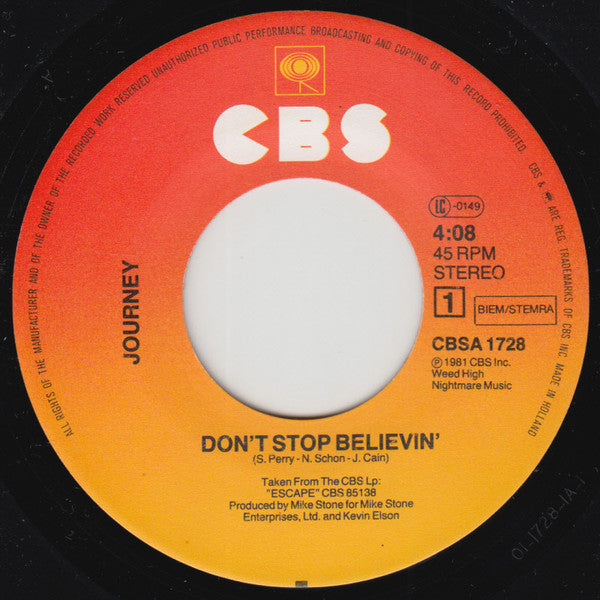 Journey : Don't Stop Believing (7", Single)