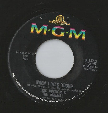 Eric Burdon & The Animals : When I Was Young (7", Single)
