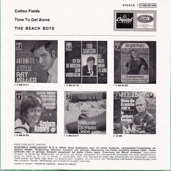 The Beach Boys : Cotton Fields / Time To Get Alone (7", Single)