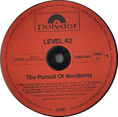 Level 42 : The Pursuit Of Accidents (LP, Album, Inj)